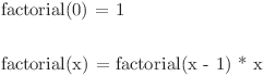 Recursive factorial formula